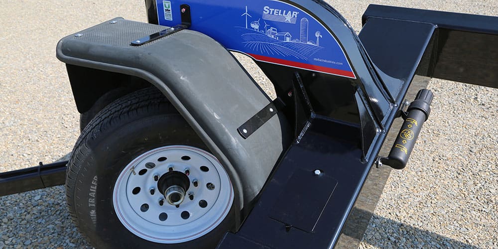 Stellar Bumper Pull Combine Head Trailer with the front two wheel turned