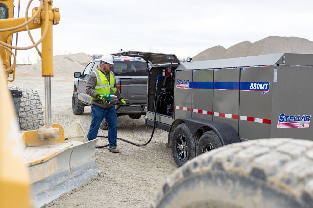 Stellar 880MT Multi-Tank Fuel Trailer with man in safety vest