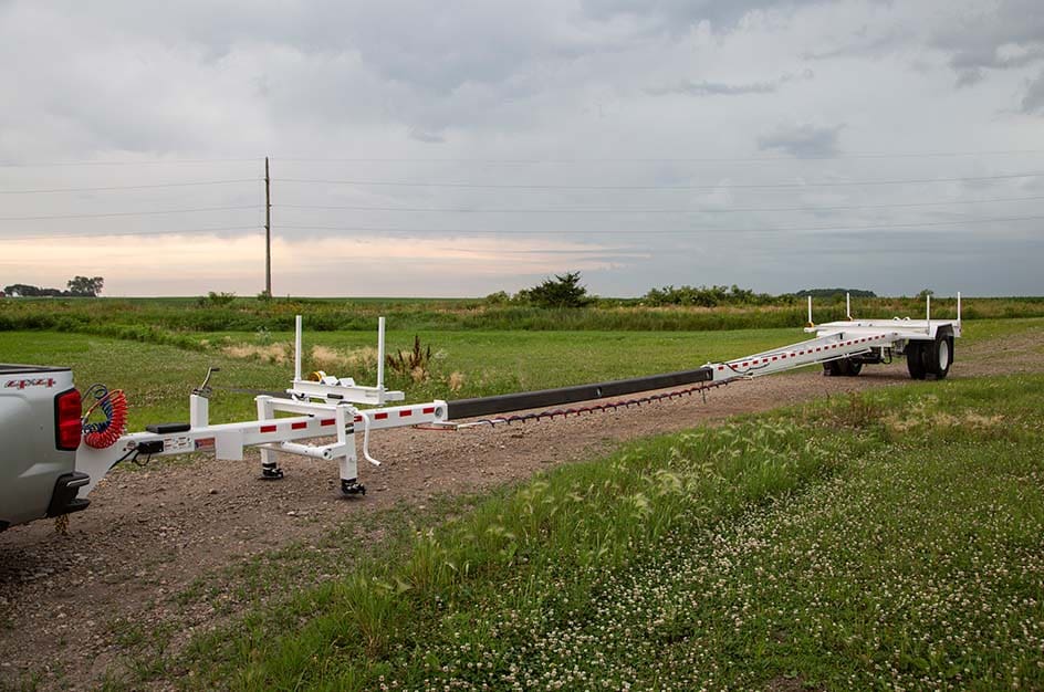 IPT pole trailer from Stellar attached to a truck